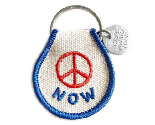 promotional embroidered logo keychain with metal charms