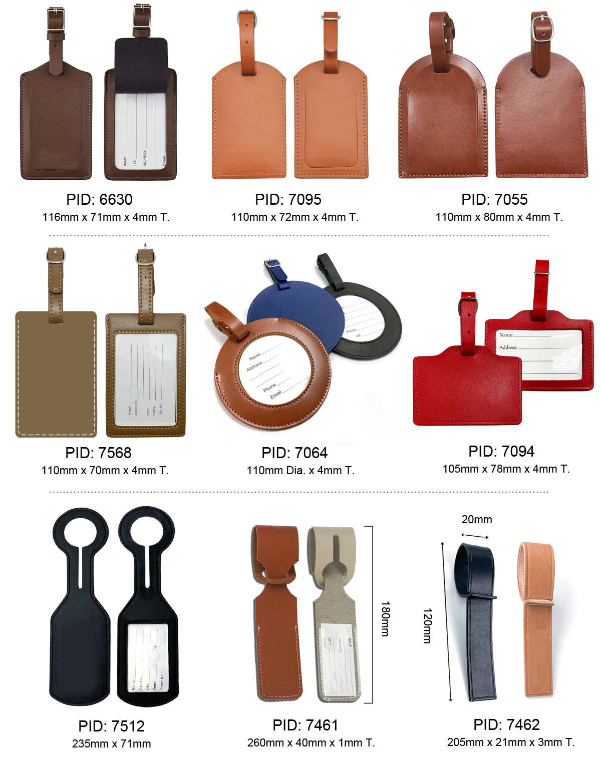 wholesale PU leather luggage tags with your logo