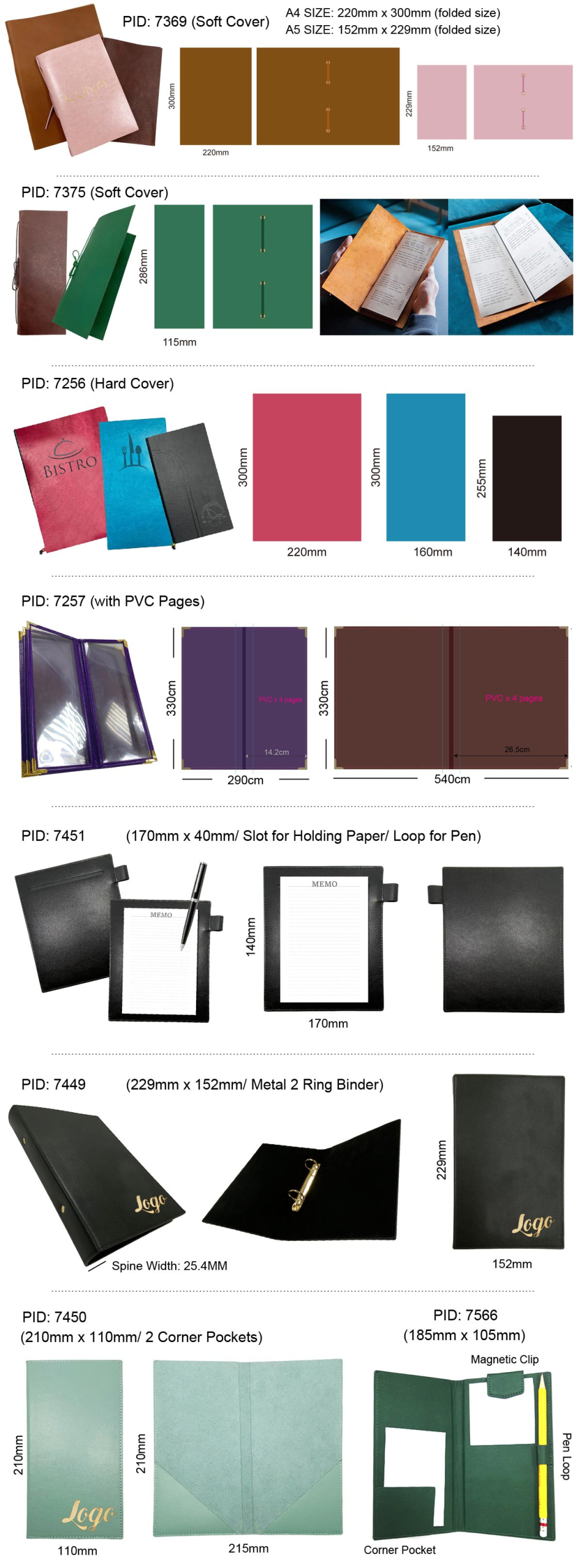 wholesale existing designed leather menu covers with custom logo