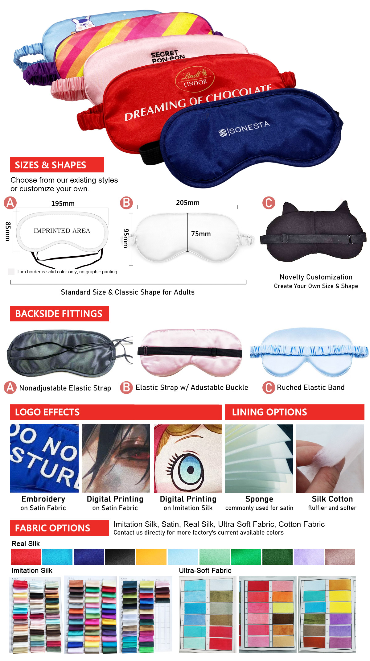 wholesale custom logo promotional sleep eye masks