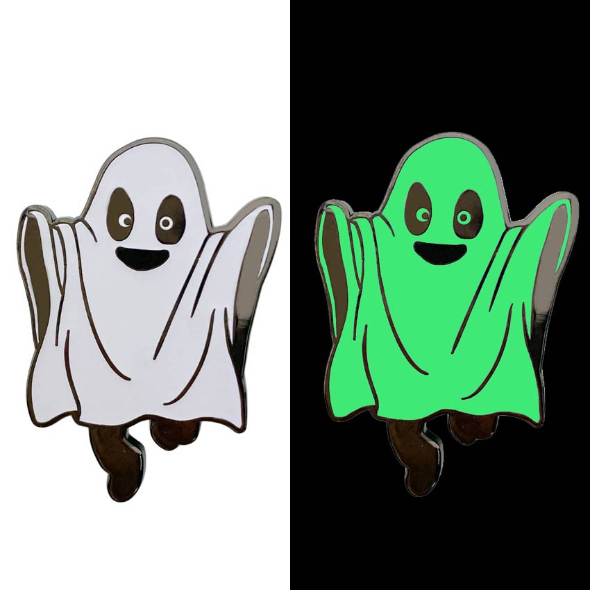 personalized metal glow in the dark ghost metal pin