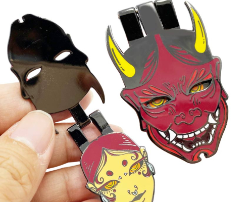 custom soft enamel japan oni hinged pin