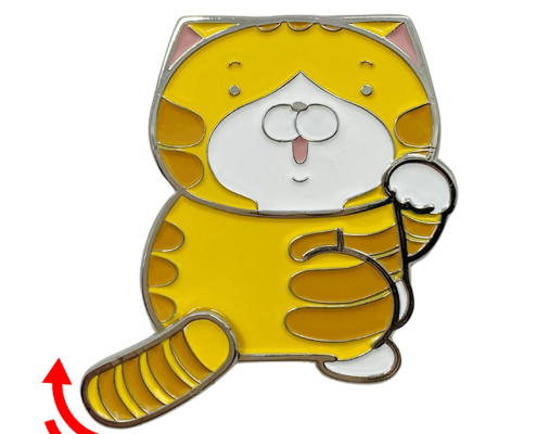 custom cat wag tail soft enamel interactive pin