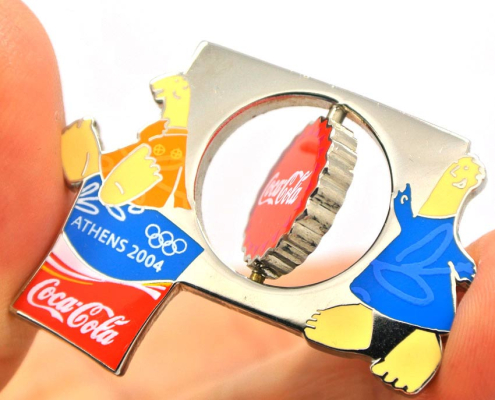 wholesale custom coca cola spinning logo lapel pin