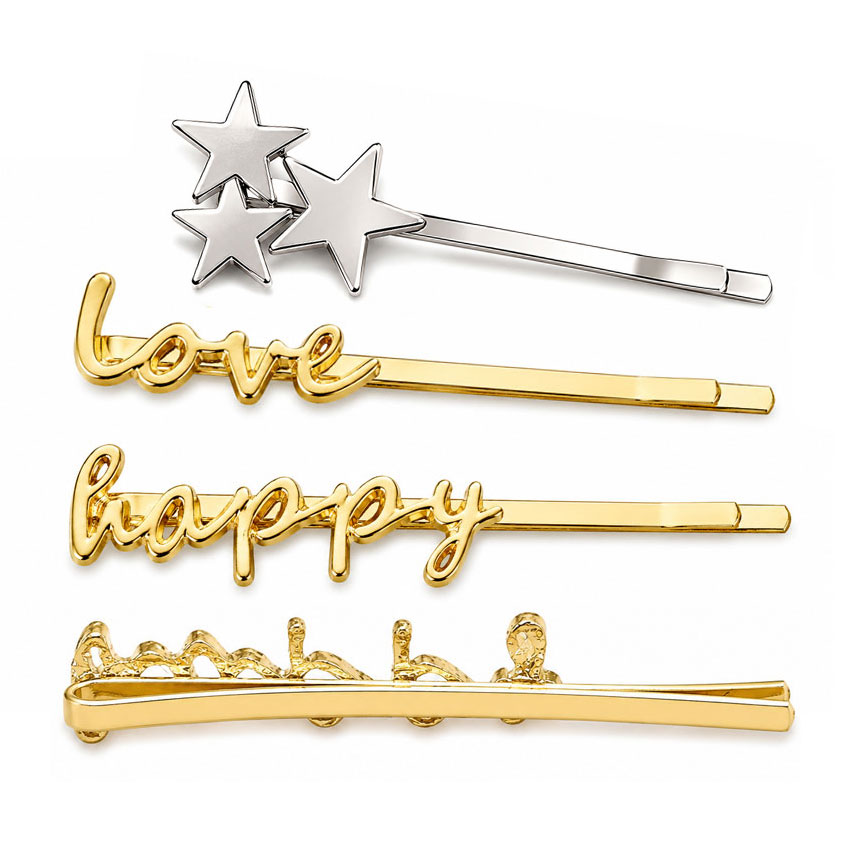 Custom logo classic polished metal hair bobby pins