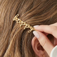 Custom Hair Pins with Logo Gold Plated Happy Letters Bobby Pins for Promotional Merchandise