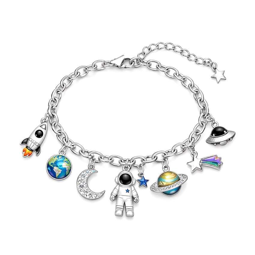 manufacturer silver plated astronaut ufo moon rocket custom charm bracelet manufacturer silver plated astronaut ufo moon rocket custom charm bracelet