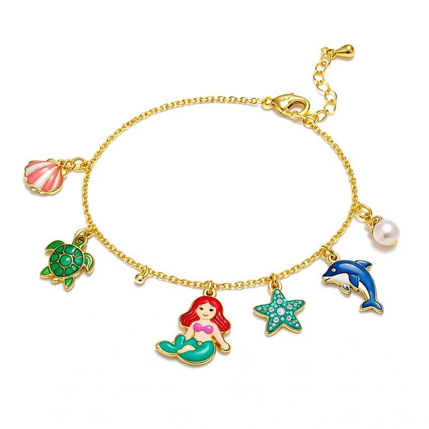 customized soft enamel mermaid enamel charm bracelet customized soft enamel mermaid enamel charm bracelet