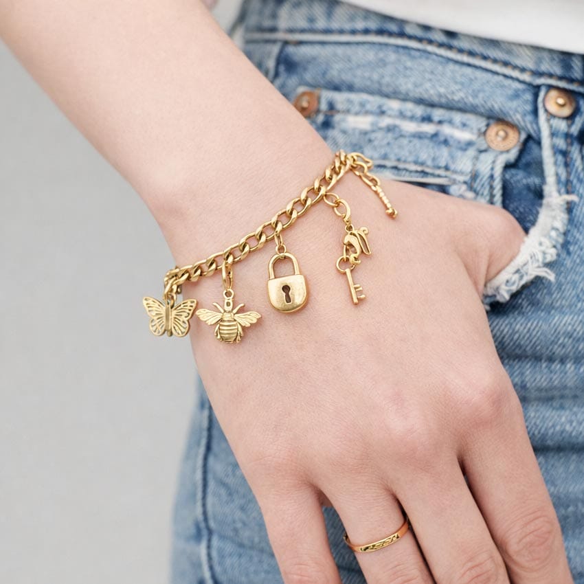 custom logo gold plated charm bracelet stainless steel custom logo gold plated charm bracelet stainless steel