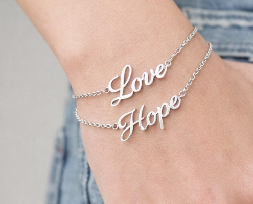 custom love hope letter inline charm bracelet manufacturer
