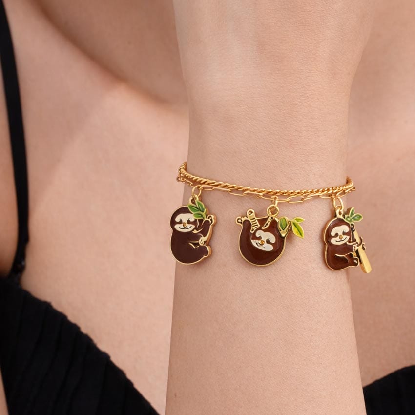 customized soft enamel cute sloths charm bracelet customized soft enamel cute sloths charm bracelet