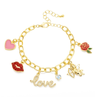 personalized letter charm bracelet soft enamel charms