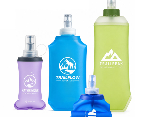 custom logo promotional soft flask water bottles wholesale