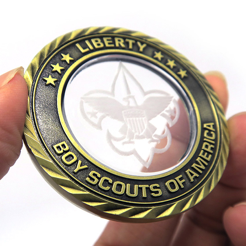 custom laser logo crystal challenge coin
