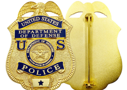 custom high quality US police badge with safety pin