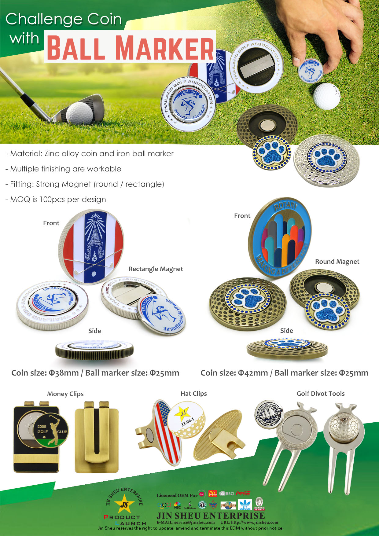custom golf coin ball marker