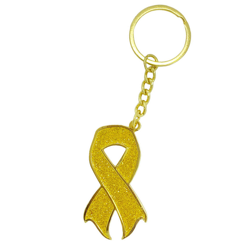 custom awareness ribbon glitter metal keychain