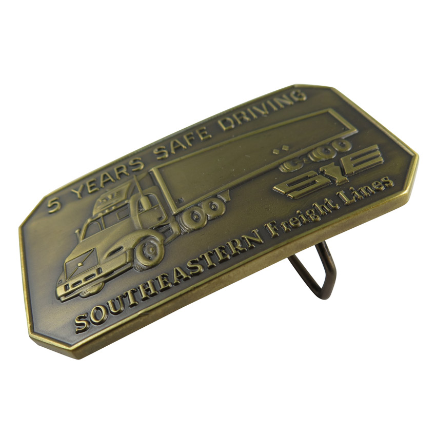 custom stamped brass belt buckle