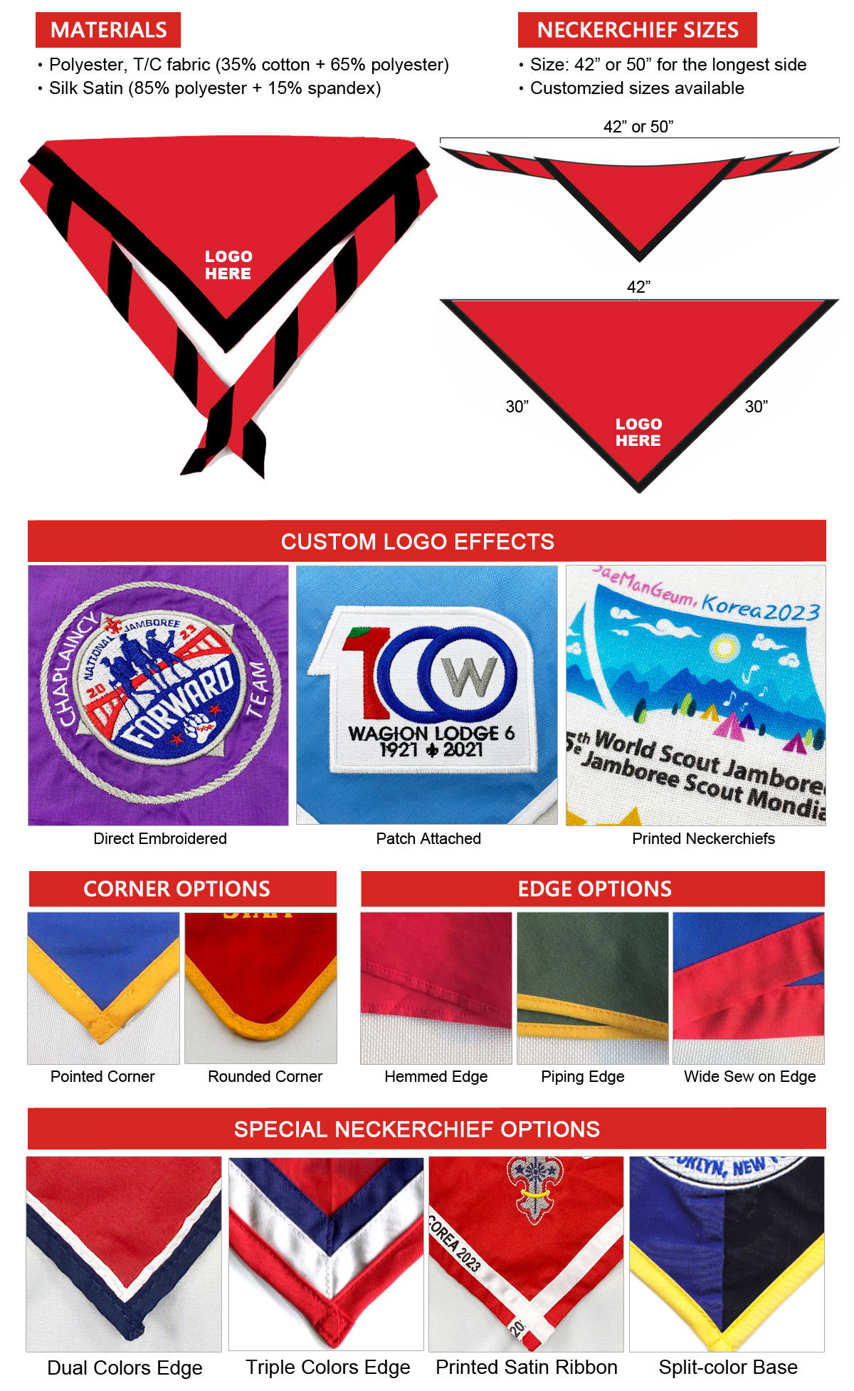 manufacturer custom scout neckerchiefs and embroidered boy scout scarves