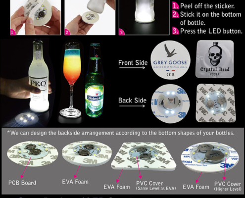 Custom LED Bottle Sticker Coaster