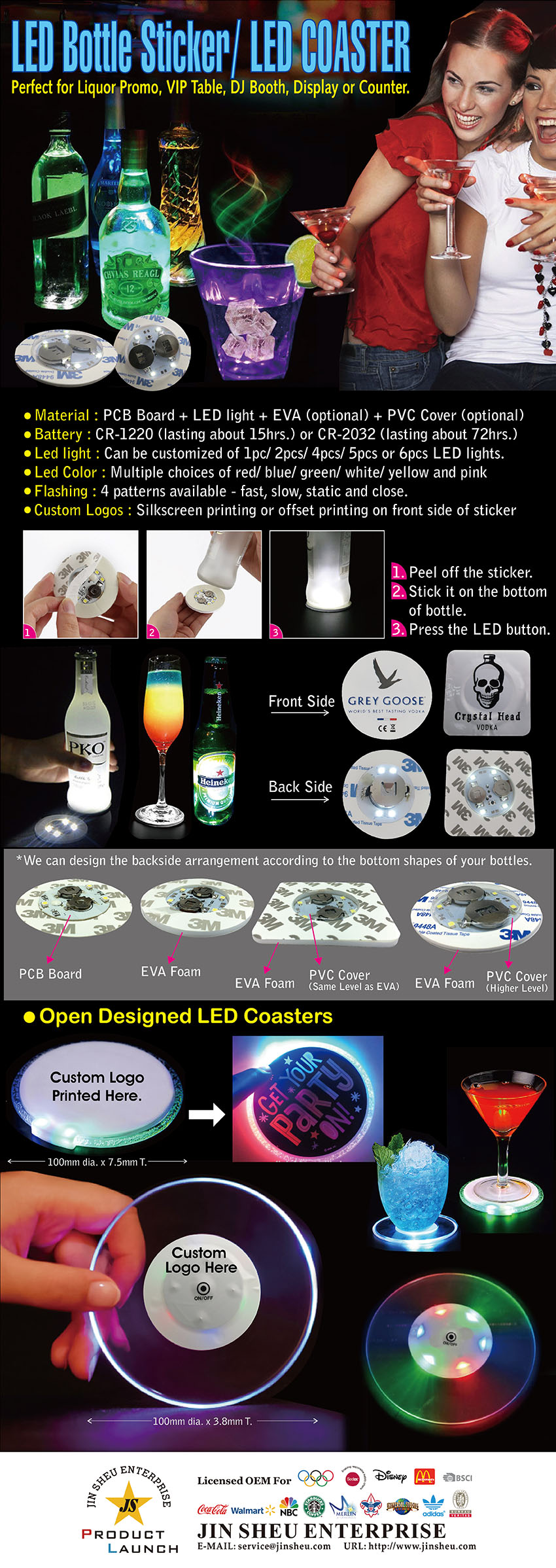 LED Bottle Sticker Coaster