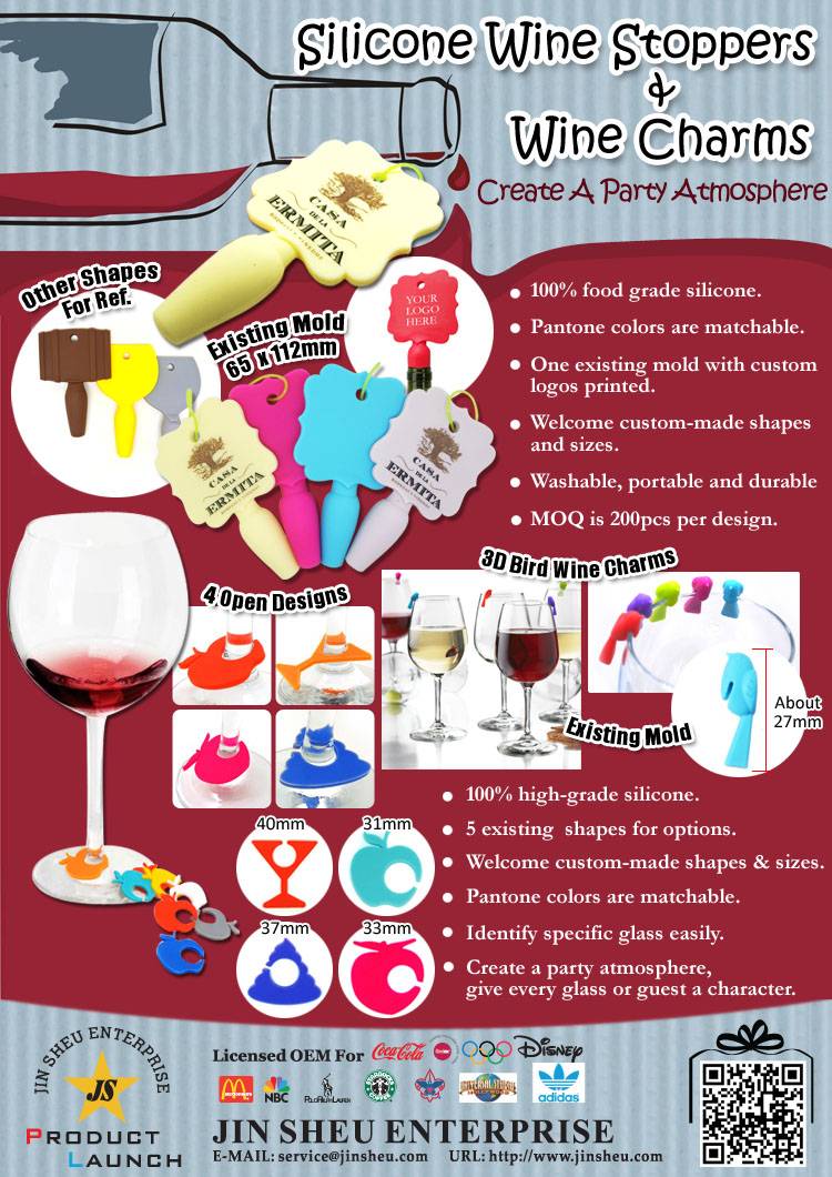 Silicone Wine Bottle Stopper & Glass Charm