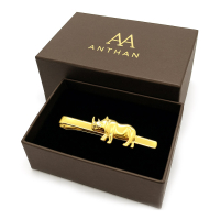 manufacturer premium rhino metal tie bar with custom logo paper gift box