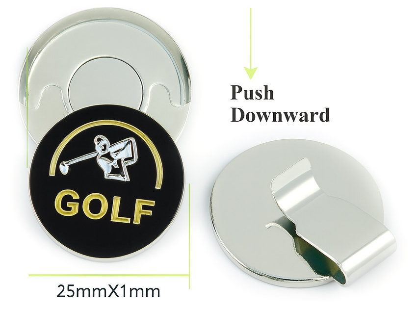 promotional zinc alloy golf hat clip with magnetic ball marker