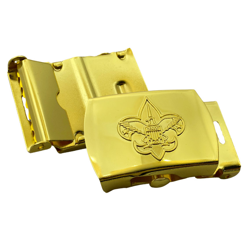 custom molded logo gold plated scout buckle