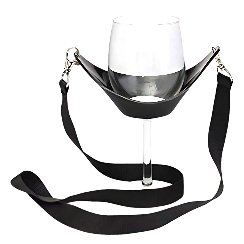 Black PVC Wine Glass Necklace Lanyard Wholesale