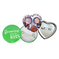 heart shaped custom tin buttons