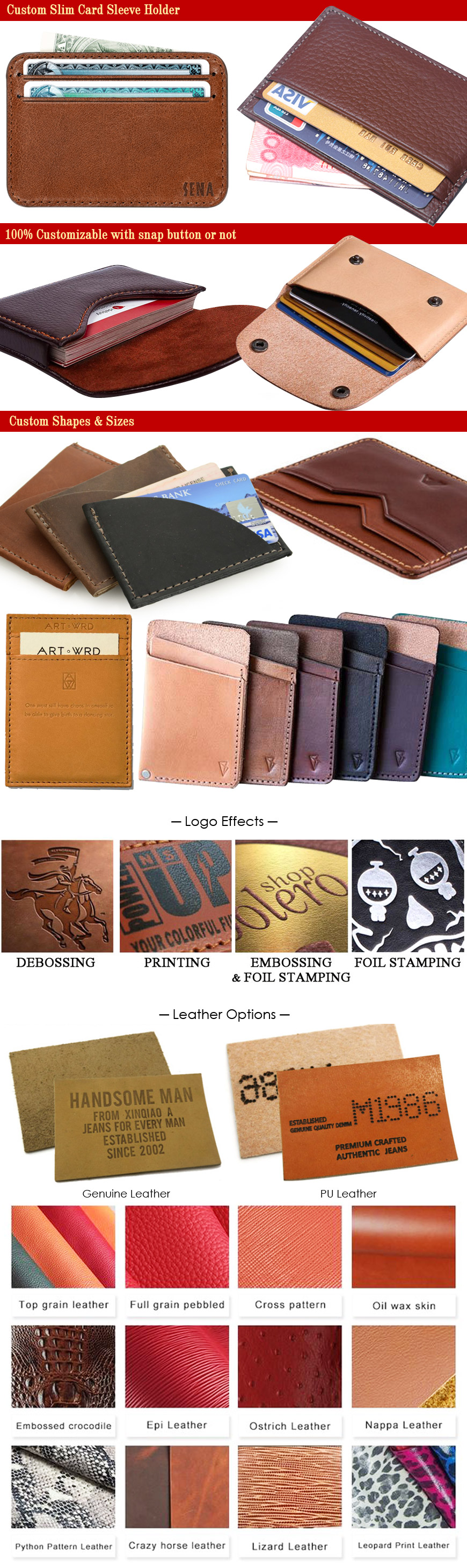 custom leather card sleeve holders