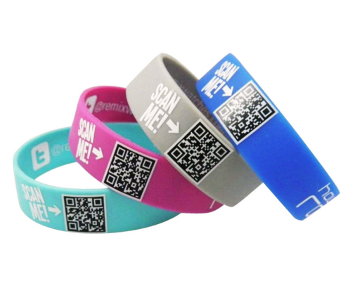 custom logo QR code printed silicone bracelets