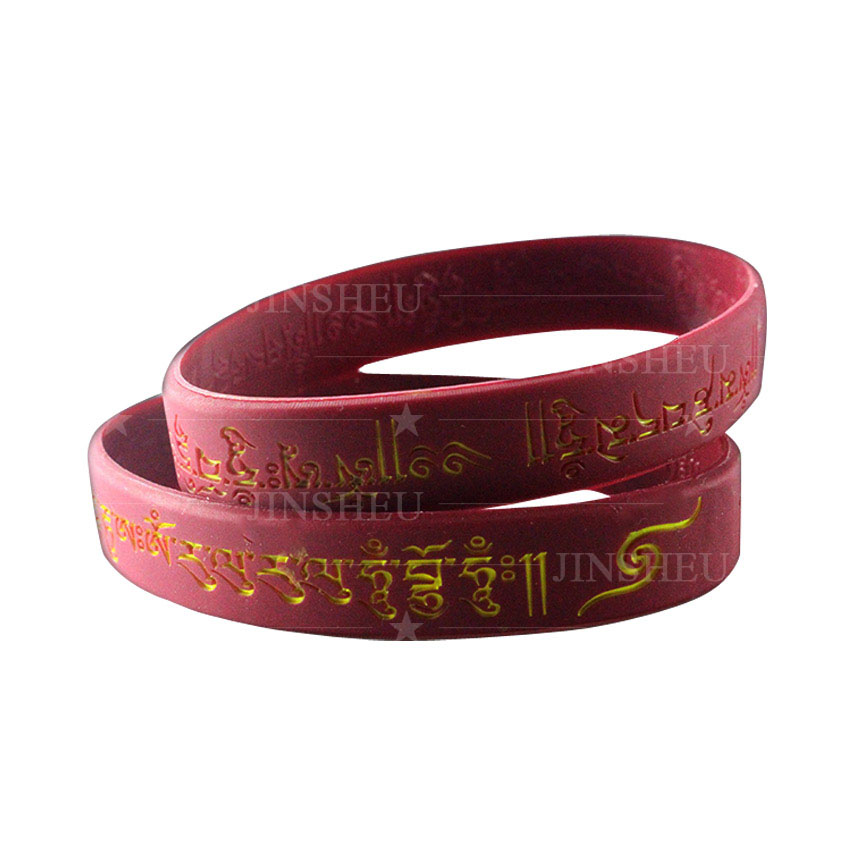 custom Tibetan mantra blessing debossed silicone bracelet