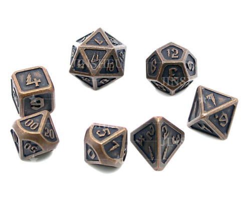 metal D&D role playing dice