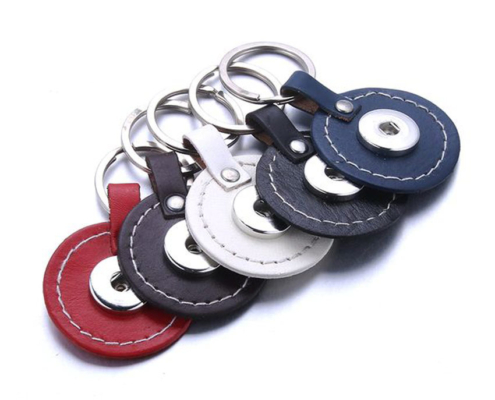 PU leather snap button keychains