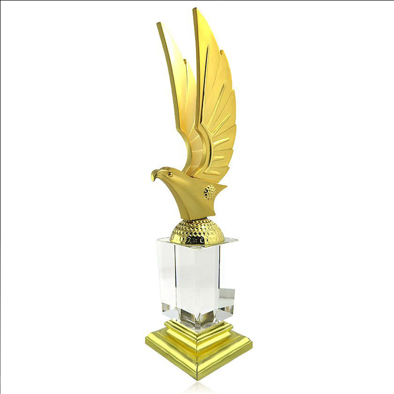 custom gold eagle crystal metal trophy
