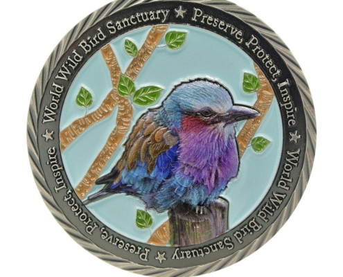 custom antique soft enamel uv printed bird challenge coins