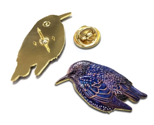 custom digital printed 3D effect metal bird lapel pins