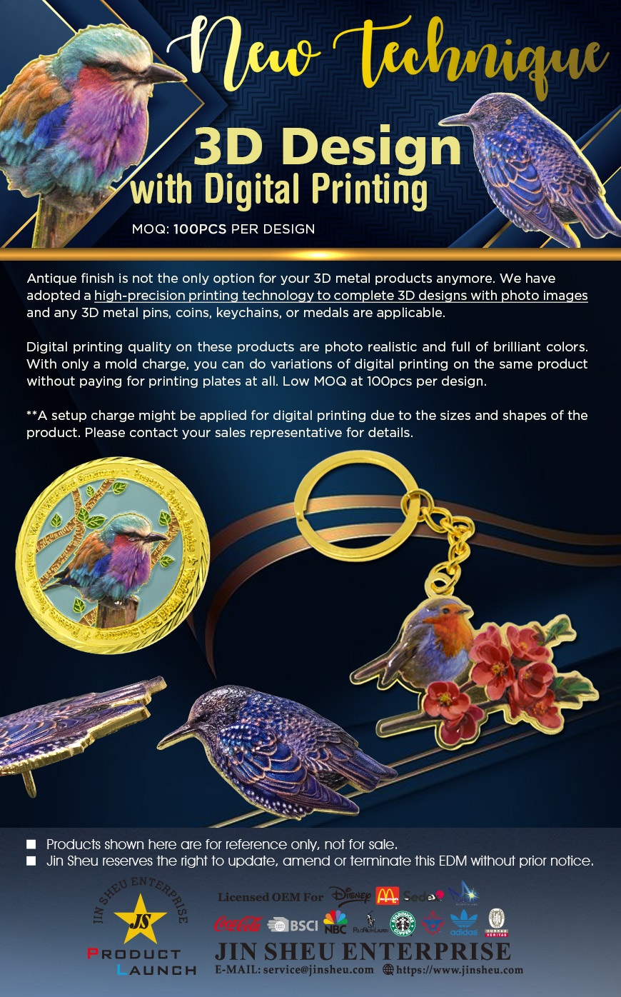 Custom 3D Metal Lapel Pin with Digital Printing