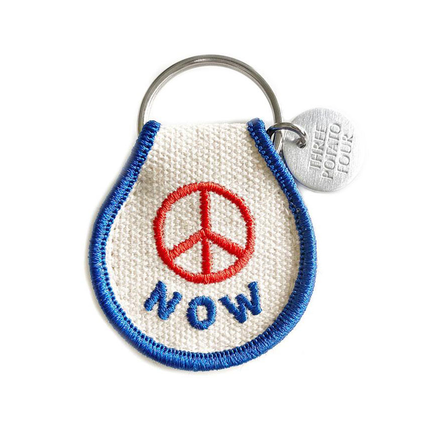 promotional embroidered logo keychain with metal charms