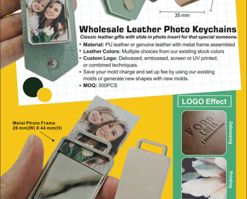 Wholesale Photo Insert Leather Keyring with Custom Logo