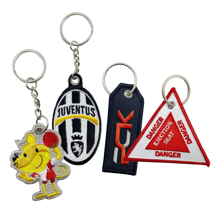 manufacturer custom logo embroidery keychains