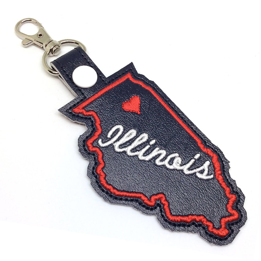 custom leather keychain with embroidery logo