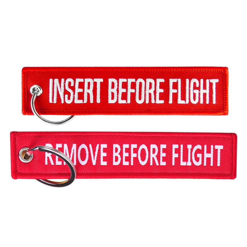 custom remove before flight key tags