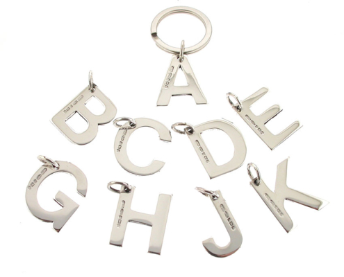 custom silver plated initial keychains
