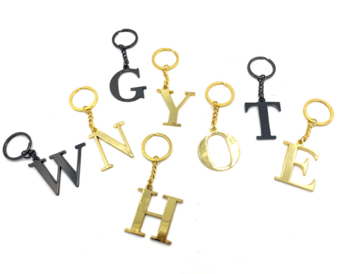 bulk metal English letter keychains