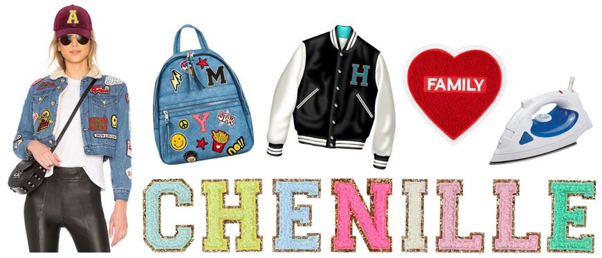 Personalized Monogram Girls Chenille Letter Patch Jean Jacket, Chenille  Name Patch Jacket