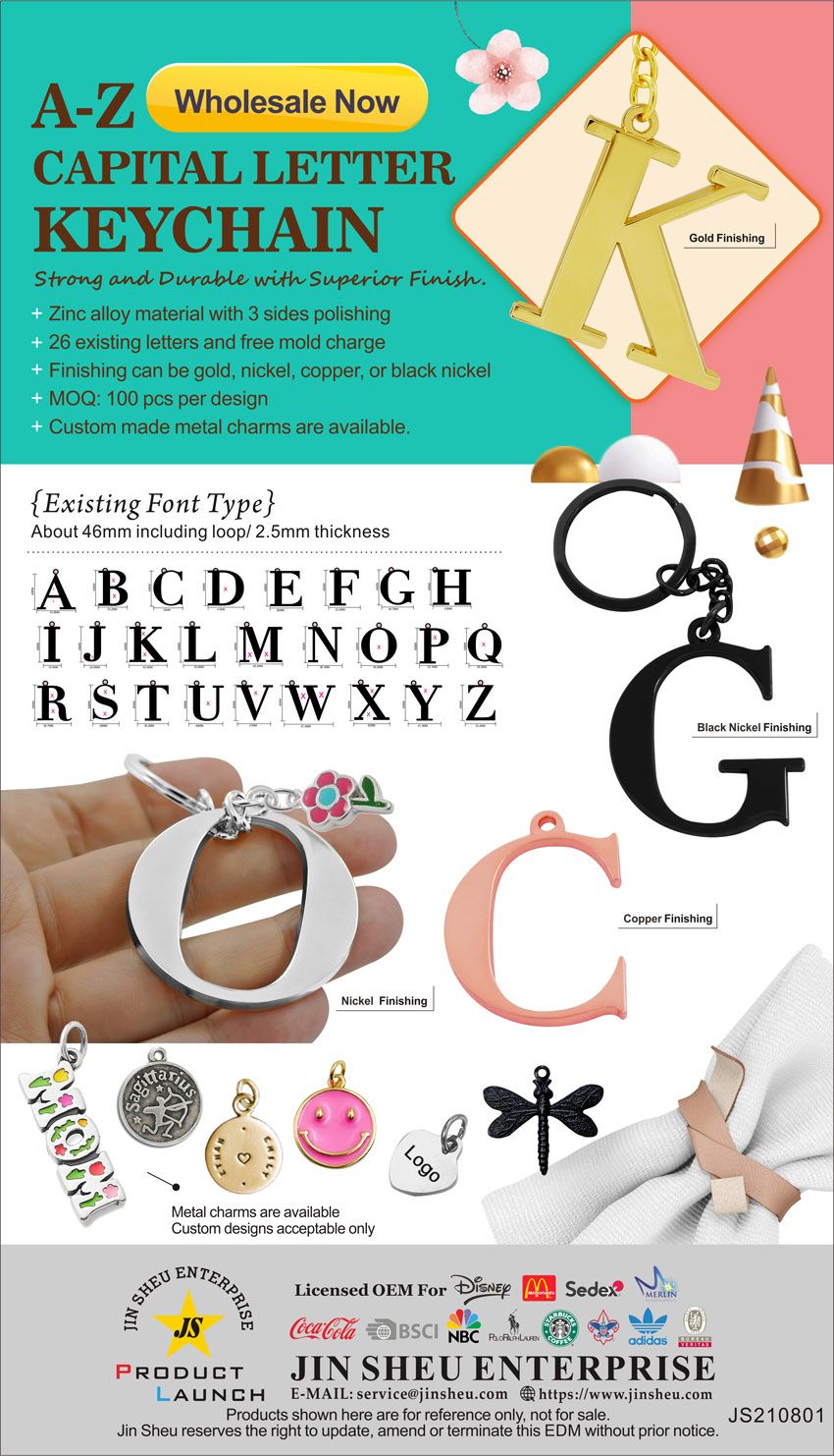 wholesale metal 26 letter keychains