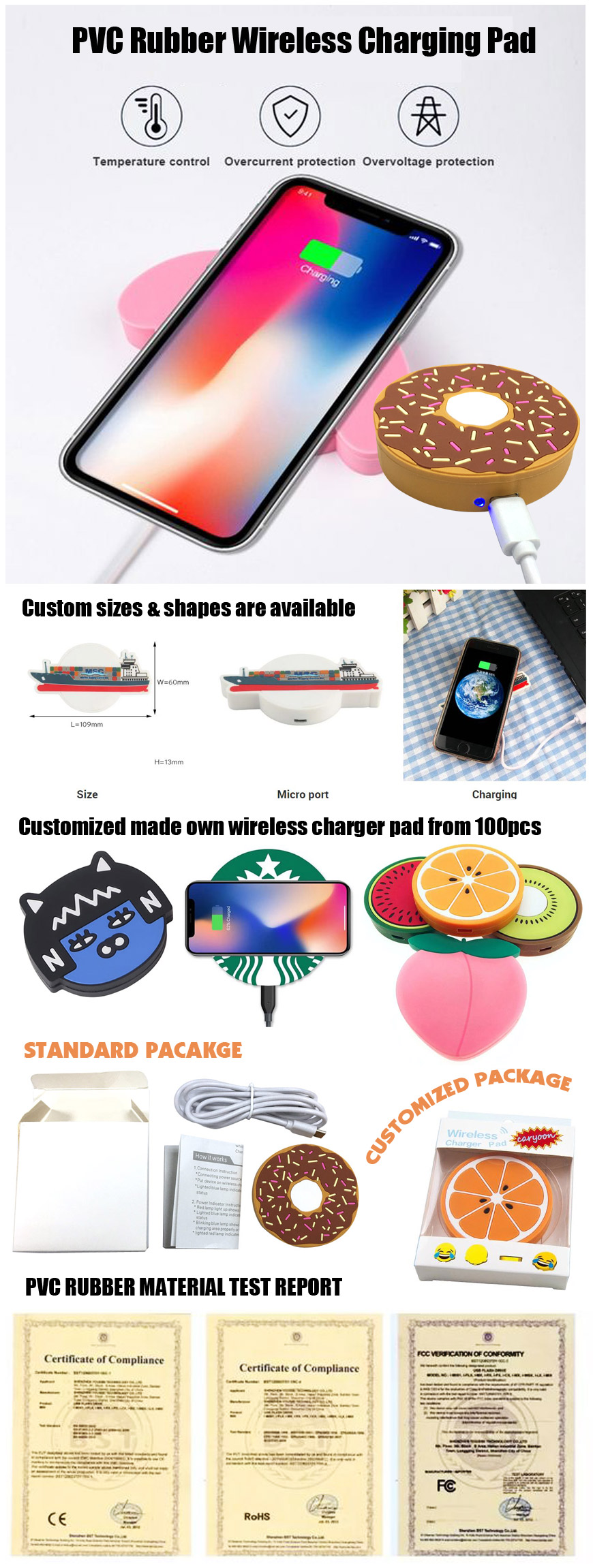 wholesale custom made PVC charging pad